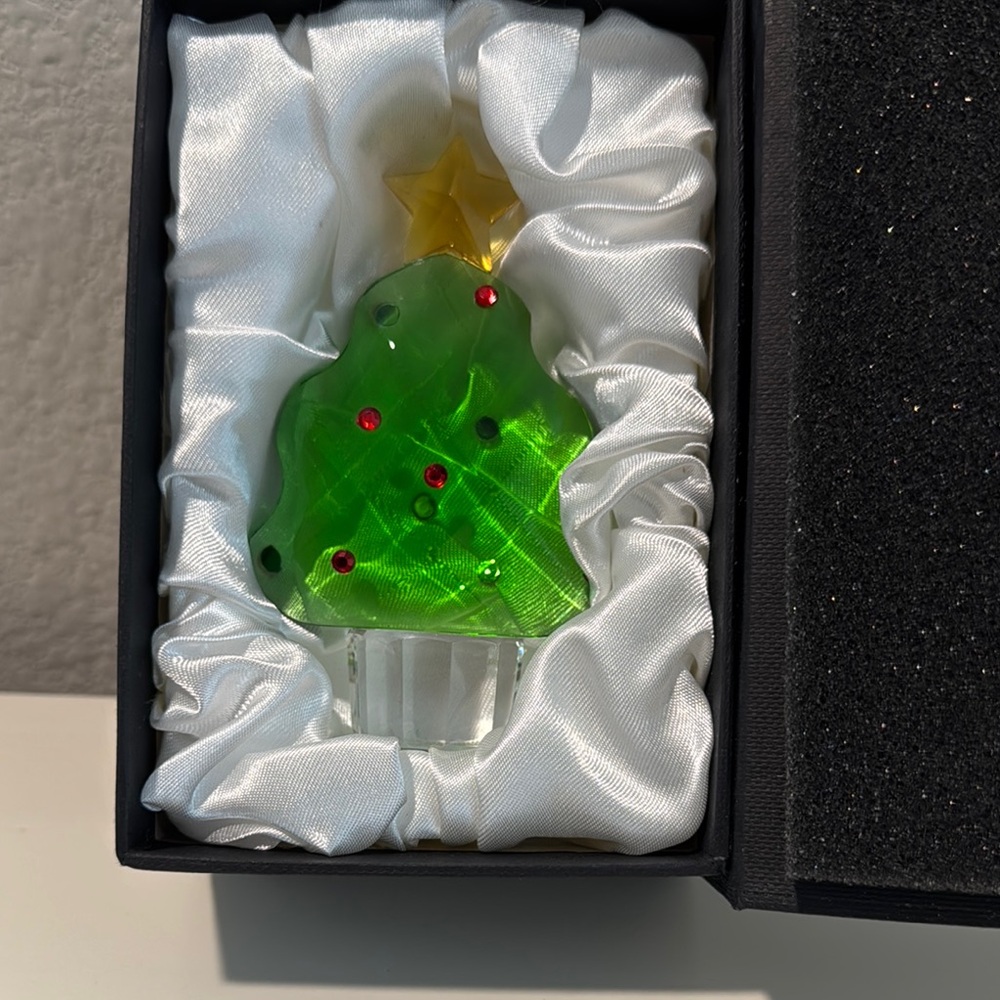 Beautiful Glass Christmas Tree with lighted stand base from Japan